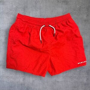 Oakley Y2K‎ Techwear Board Swim Shorts Mens Large Red Drawstring Adult